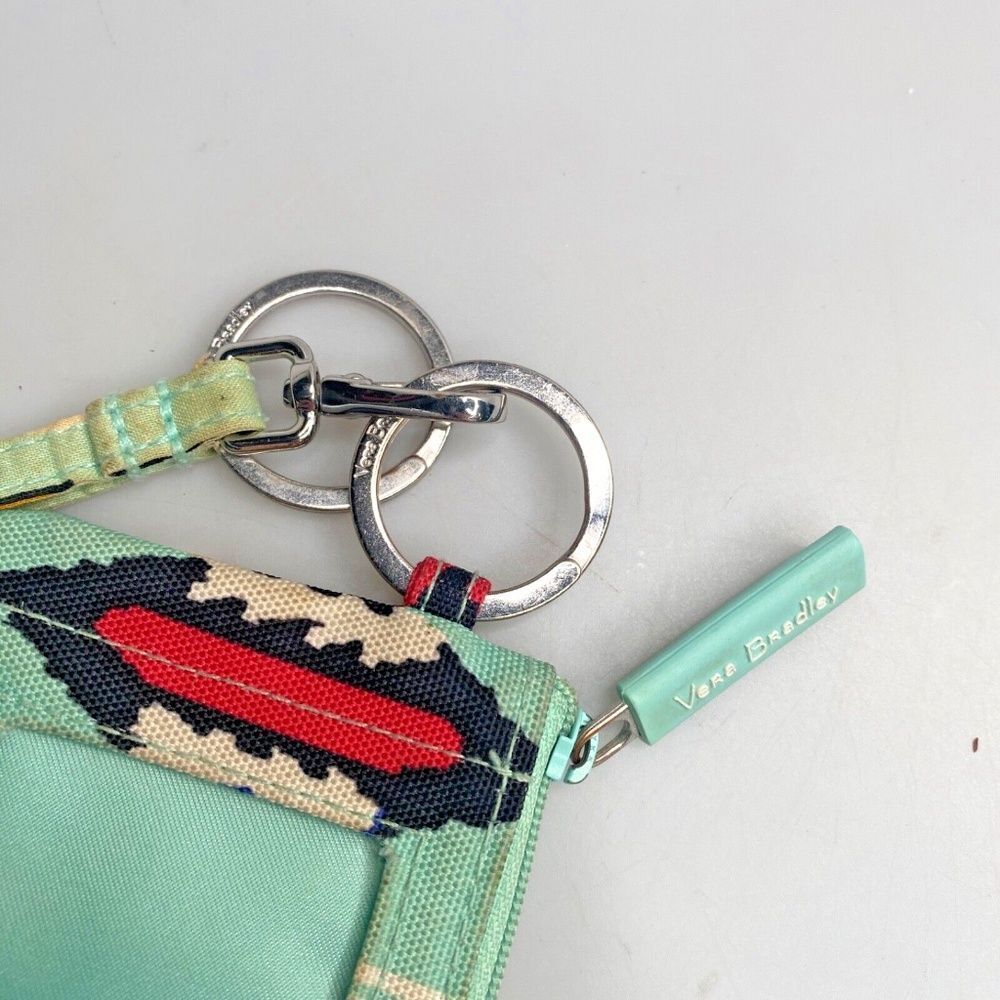 Vera Bradley Zip ID Wallet Card Holder Slots Lanyard Medallion Key Ring Teal - Picture 2 of 9